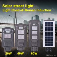 LED Solar Street Lights 60W 40W 20W (radarsensor + fotocellsensor) LED Steet Lights Vattentät utomhus LED-lampor