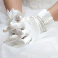 Guantes de la etiqueta de la boda más vendidos Accesorios de vestir de novia Boda de novia Satén Guante de banquete de fiesta corta