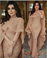 2020 Luxo longo Mermaid árabes longas Pageant Vestidos Jewel Sheer com lantejoulas Prom vestidos formais partido