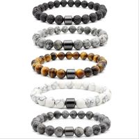 8mm natursten lava sten turkos tiger eye pärlor hematit armband diy glamour smycken armband för kvinnor män armband armband