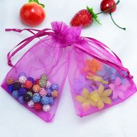 Gratis Verzending 100 stks Hot Pink Organza Bag 17x23cm Trekkoord Candy Gift Bag Gunst Sieraden Display Verpakking Tassen Pouches