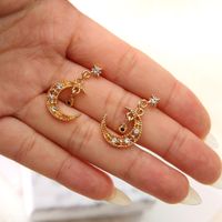 Hot Sale Crystal Moon Star Earrings Round Crystal Girl Jewel...