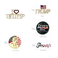 Trump Брошь Блестящая американский флаг Брошь Памятной Брошь Кристалл Стразы броши штыри отворот для 2020 Президентских выборов BBA3