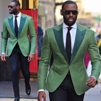 Nane Yeşil Katı Erkekler Düğün Takımları Resmi Damat Smokin Fit Erkek Parti Slim Fit Erkek Takım Elbise Tek Parça
