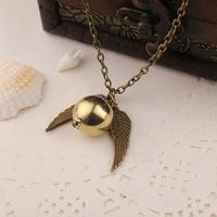 1 Snitch Angel wings Feather Necklaces Geometric round Gold ...