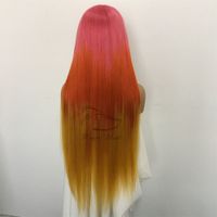 Volle Spitze Menschliche Perücke mit Babyhaar Pre Zupfte Brasilianisches Remy Haar Ombre Farbe Rosa / Rot / Gelb Lace Frontal Menschenhaarperücken