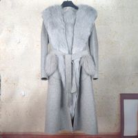 Abrigo de piel real femenino femenino femenino de pie lana de pelaje abrigo de lana 2019 chaqueta de invierno mujeres abrigos de lana chaquetas largas coreanas mm