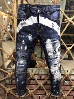 DSQ Phantom Tortue Classic Mode Homme Jeans Hip Hop Rock Moto Mens Casual Design Décontracté Jeans Détresse Skinny Denim Biker DSQ Jeans 6920