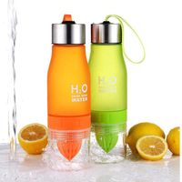 DHL tarafından Su Açık Shaker Spor şişesi için Yaratıcı Meyve Suyu demlik Su Şişesi Kettle 650ml H2O Plastik Taşınabilir Limon Suyu Şişesi