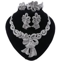 Braccialetto della collana di cristallo da sposa africana orecchini Anello di impostare l'insieme dei monili Dubai modo di 3 colori per le donne