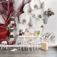 Dropship Özel Herhangi Boyutu 3D Duvar Kağıdı Modern Moda Romantik Çiçek Swan Restoran Oturma Odası TV Arka Plan Duvar Dekor Boyama