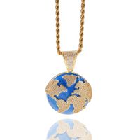 Hip-Hop-Tropfen Öl Set mit Zirkon Blue Earth Halskette einfach Gezeiten-Marke für Männer Halskette