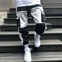 Multi-tasca di Hip Hop Pantaloni Uomo Nastro Pantaloni di tuta maschile Streetwear Nero 2020 Spring Fashion Pantaloni felpa Mens