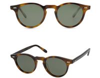 Marken-Männer polarisierte Sonnenbrille Frauen-Weinlese Kleine runde Sonnenbrillen polarisierte Grau Grün Objektive Sonnenbrillen Plank Shades mit Glas-Kasten