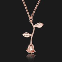 New Pink Rose Gold Flower Choker Statement Necklace Women Charm Rose Pendant Necklace Bridal Wedding Jewelry