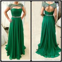 2020 reizend elegante funken Abendkleid Beadings Kristall-Chiffon- grüne Festzug-Kleid-Partei-Kleid-Robe de Soiree Günstige