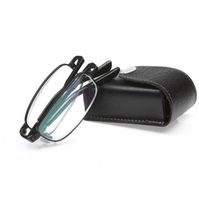 Nuevo Negro Plegable Gafas de lectura con estuche de cuero Marco de aleación de alta calidad Lupa Gafas Gafas Lupa +1.0 - + 4.0