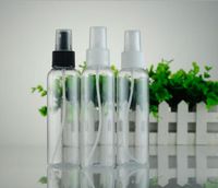 quaity hotsale vazio 100ml Transparente / 120ml frasco de spray top branco Regar PET de plástico frascos de cosméticos garrafas de embalagem