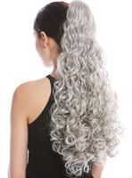 女性の灰色の髪のポニーテールの封じ込めシルバーグレーアフロ・パンまたはパフの巻き毛巾着人間の髪のポニーテールクリップ