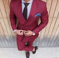 Popular trespassado Groomsmen pico lapela do noivo smoking Homens ternos de casamento / Prom melhor homem Blazer (Jacket + Pantst + Tie) 848