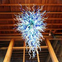 Art en verre de Murano Lustre 48 pouces LED Art déco 100% en verre soufflé à la bouche Pendant Light House Décoration salon Lampes