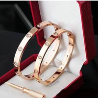 El amor de los brazaletes 316L de acero de titanio hombres de las mujeres Tornillo Destornillador pulseras de oro rosa joyas pareja de regalo con el sistema de la caja