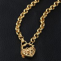 Pendente regalo Collana Donne catena oro giallo 18k riempito gioielli Cuore lucchetto di alta qualità lucidato