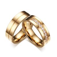 Gold Color Wedding Band Rings fpr Women Men Jewelry Titanium Stainless Steel Engagement Ring Couple Rings