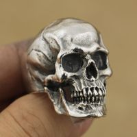 Винтаж готический нержавеющей стали высокой детализации черепа скелет кольцо мужская байкер панк-кольцо размер США 7 ~ 14