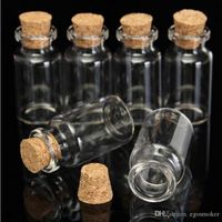 10pcs 5ml Mini Clear Cork Stopper Glass Bottles Containers Small Bottle Clear Glass Bottle Wishing Tiny Wedding Bottle cheap glass jar S020C