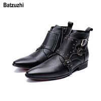 Bota motera piel negra hebillas - Zapybotas