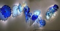 Ocean Blue Series nuevo estilo de vidrio soplado a mano las placas del arte plateado de alta calidad de cristal de Murano pared