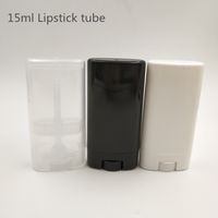 50pcs 15g/15ml deodorant container lip balm tube white and clear flat empty lipstick tube