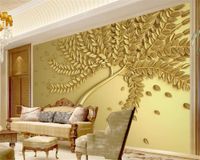 Custom elke maat 3d behang gouden luxe een boom fortuin boom woonkamer slaapkamer achtergrond wanddecoratie muurschildering behang