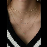 Simple 925 Sterling Silber Vermeil Zarte Halskette Zierlich Geometrische Regenbogen CZ Bar Charme Dünne Link Kette Kragen Umstaunliche Frauen Schmuck