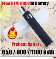 Kostenloses OEM Logo 100% Qualitätsvorwärmung VV Pen Batterie 1100 900 650 MAH Spannung Einstellbare Batterien passen alle 510 VAPE-Kartuschen