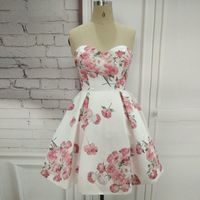 Real Photos Girl' s Sweetheart Short Floral White Homeco...