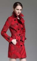 مبيعات ساخنة! نساء إنجلترا البريطانية مزدوجة الصدر معطفا / جودة عالية العلامة التجارية مصمم خندق الشتاء منقوشة للنساء حجم S-XXL B8260F310