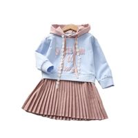 Infantil de los bebés Ropa para niños pequeños vestidos de niña de manga larga vestido de recién nacido Carta con capucha suéter de diseño de chicas Jerseys Ropa de bebé DW4477