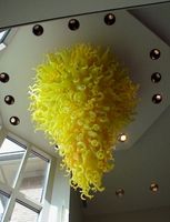 100% Hand Blown Artístico lâmpada Dale Chihuly Murano vidro borosilicato soprado Amarelo Vidro Candelabro moderno
