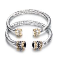 Bracelet de charme et bracelets pour femmes rétro en acier en acier torsadé en acier bicolor bracelet en acier inoxydable bracelet en acier inoxydable incrustation