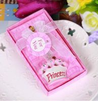 100 sztuk New Arrival Różowy Korona Księżniczka Kluczowe Łańcuchy Ślubne Baby Shower Party Favor Prezenty Breloki