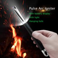 Arc Feuerzeug Wiederaufladbar mit LED-Batterieanzeige Sicherheitsschalter für Kerzenküche Kamin Pilot Light BBQ Herd Camping