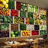 Dropship Özel Boyut 3D Duvar Duvar Kağıdı Sebze Pazarı Meyve Dükkanı Poster Duvar Boyama Restoran Mutfak Fotoğraf Arka Plan Duvar Kağıdı