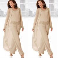 Champagne Three- Pieces Mother Suits with Long Jackets Long S...
