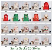 20pcs Canvas Santa Sack Christmas Gift Bags for Wholesale Large Santa Sack Drawstring Gift Bag Fast Shipping