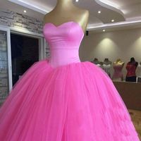 2019 Elegante Hot Rosa Ball Kleid Quinceanera Kleider Perlen Süße 16 Jahre Prom Party Abendkleid Vestidos DE 15 Anos QC1391