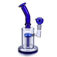 Blue Bent 8" Glass Bong Water Pipe Blue Thick Small Mul...