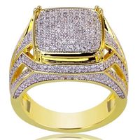 new 18 k gold square full diamond ring european and american...