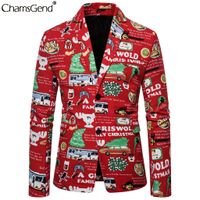 Chamsgend Рождественский печатный костюм куртка мужчины повседневные пальто мужские тонкие подходят с длинным рукавом Blazer мужчин неформальный 2020 рождественский костюм вечеринок #